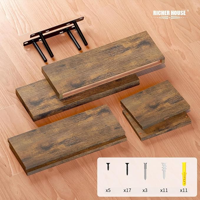 RICHER HOUSE Floating Shelves Set of 3, Modern Bathroom Shelves Wall Mounted - Image 3