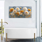 Abstract White Flower Wall Art Golden Floral Pictures Wall Decor Neutral - Image 5