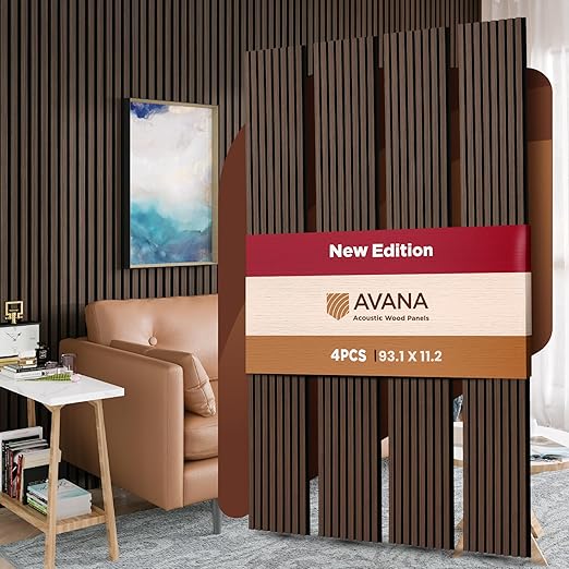 Avana Acoustic Wood Wall Panels – 93.2x11.25 Inch Panels – Fits 94x12 Layout – by AvanaHome