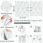 Modern Peel and Stick Wallpaper 17.3''×787'' Geometric Wallpaper Boho Contact - Image 3
