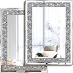 2 Piece Wall Mirrors, Crush Diamond Wall Décor Silver Decorative Mirrors by XIHACTY