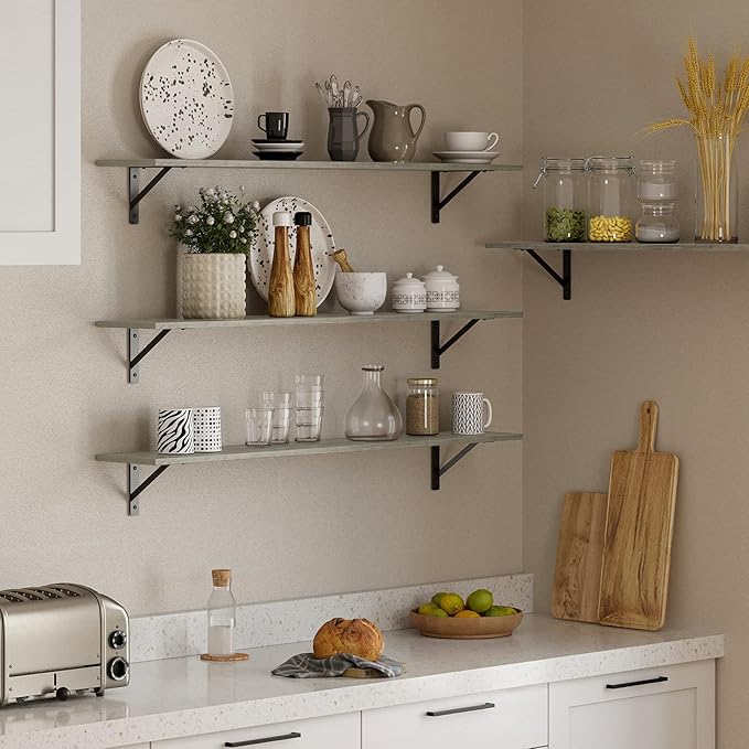 DINZI LVJ Long Wall Shelves, 47.3Inch Wall Mounted Shelves Set of 2, Extra - Image 5
