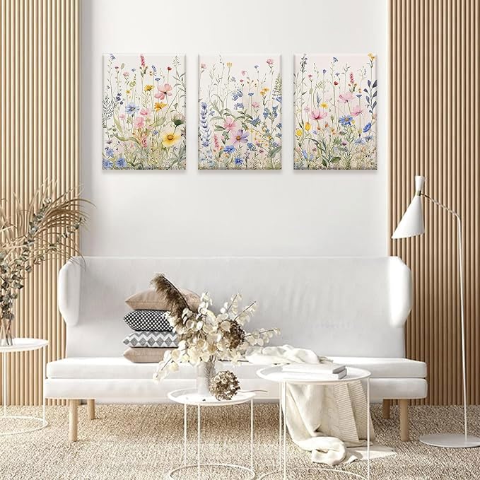 Bwodke Wildflower Wall Art Watercolor Botanical Floral Colorful Canvas Prints - Image 7