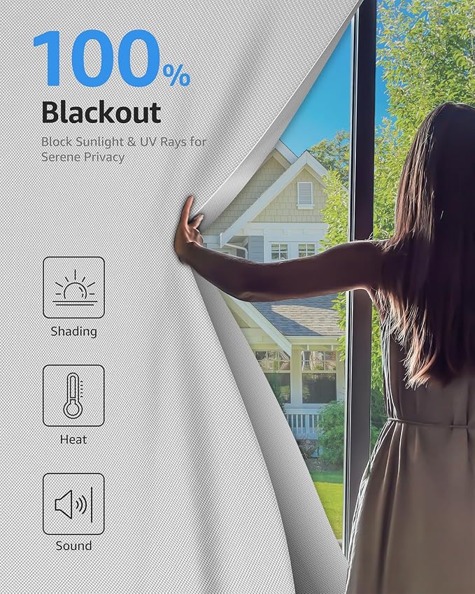 Sumobaby Blackout Curtains for Bedroom 35"x60" Portable No Drill Black Out - Image 2