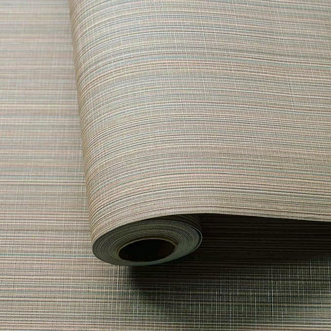 YXTII 20.8" x 393.7" Peel and Stick Wallpaper Grasscloth, Thick Brown Textured by YXTII