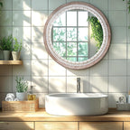 Reflinto 24 Inch Boho Wooden Round Mirror - Image 2
