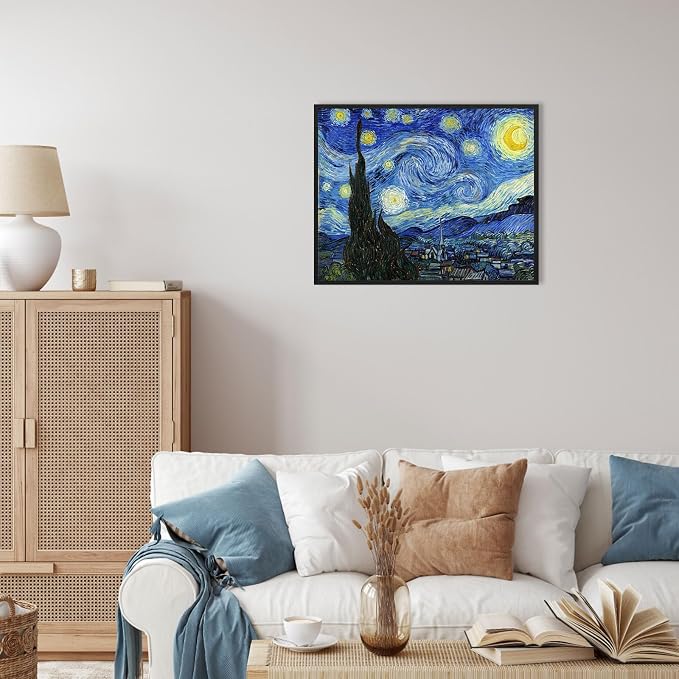 Van Gogh Canvas Wall Art: Starry Night Painting Famous Art Prints Posters Black - Image 7
