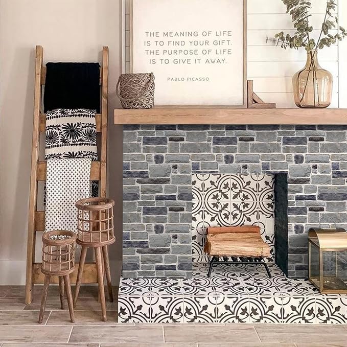 Commomy 10 Pcs 3D Faux Stone 3D Wall Panels 11.8'' x 11.8'' Ultralight PVC - Image 8