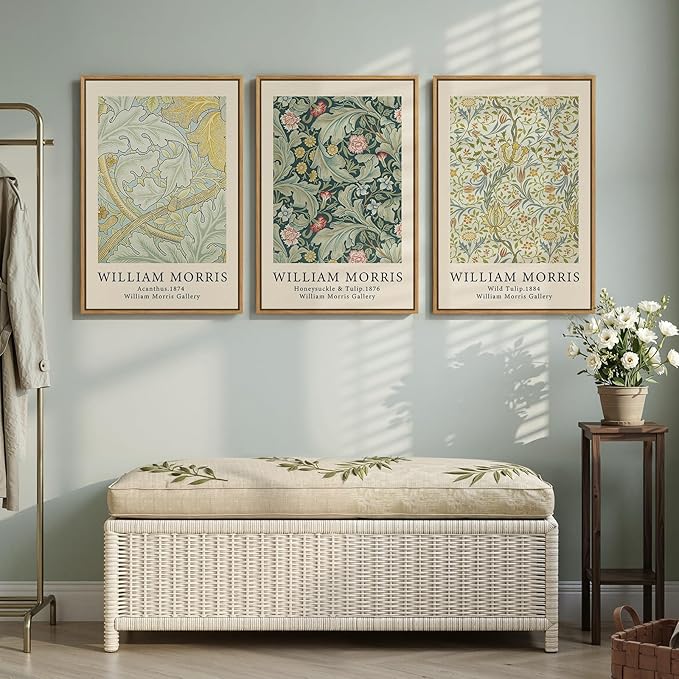 Framed William Morris Sage Green Wall Art Set of 3, Vintage Nature Green Floral - Image 3