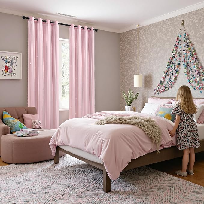 XiDi Light Pink Curtains for Bedroom, Girls Room Blackout Curtains, Kids Room - Image 6