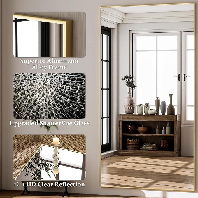 GLSLAND 71"x31" Full Length Mirror Extra Large Hanging or Leaning Rectangle - Image 3