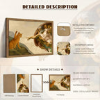 Framed Vintage Cat Canvas Wall Art, Funny Orange Cat Parody Classic Masterpiece - Image 5