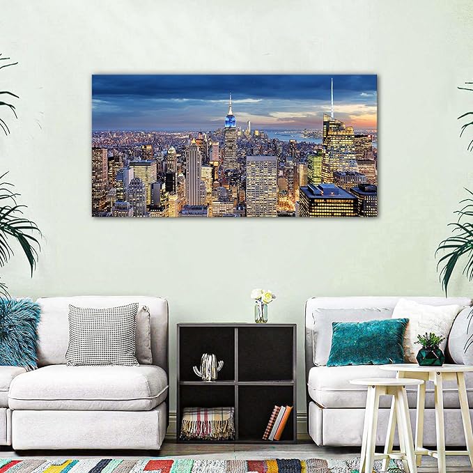 Extra Large New York City Wall Art NYC Skyline Office Wall Decor Sunset - Image 2