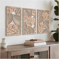 VIYYIEA Boho Solid Wood Carved Wall Art Set of 3, Geometric Minimalist Wooden by VIYYIEAART