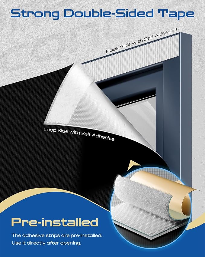 40" W x 54" L 100% Blackout Curtains, Total Darkness No-Drill Black Out Window - Image 2