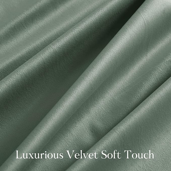 NICETOWN Green Velvet Curtains 96 inches Long 2 Panels - Image 3