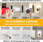 Vimhou Peel and Stick Wall Sconces, Stick On Wall Sconce Set of 2, Battery - Image 3