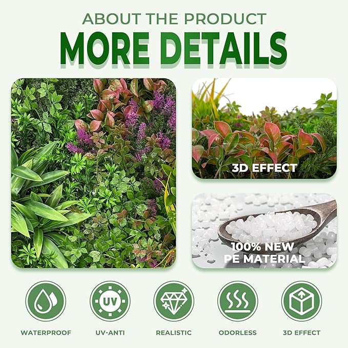 Artificial Grass Wall Roll Panels: 80''x120''Boxwood Hedge Panels, UV-Anti - Image 3