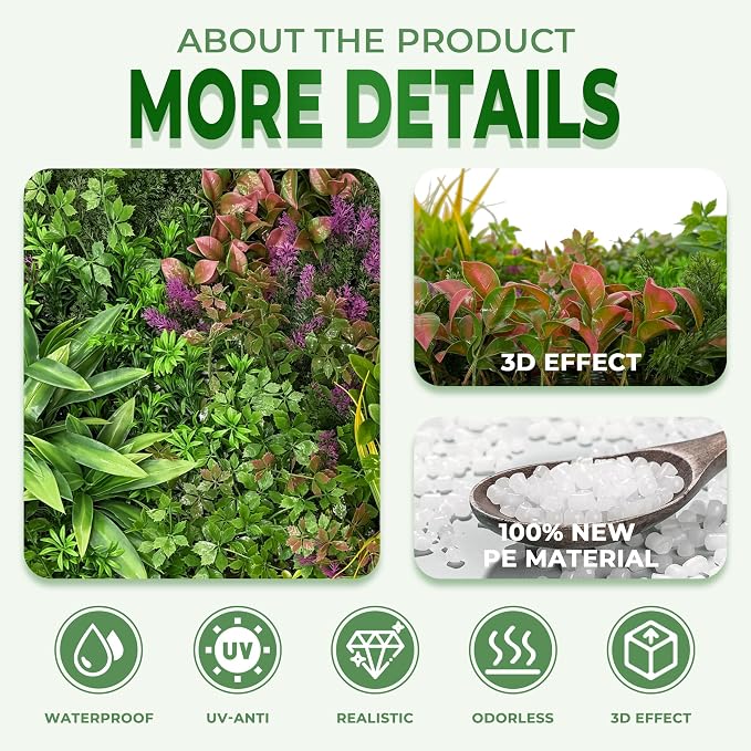 Artificial Grass Wall Roll Panels: 60''x120''Boxwood Hedge Panels, UV-Anti - Image 3