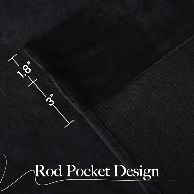 NICETOWN Black Velvet Blackout Curtains, Solid Heavy Matt Rod Pocket - Image 8