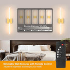 Morauroral 30 Inch White Gold Battery Operated Wall Sconces Set of 2, Dimmable - Image 2
