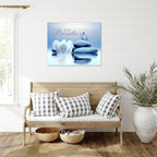 EOBTAIN Zen Bathroom Wall Art Blue Butterfly and Flower Stone Relaxing Just - Image 2