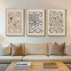 Framed Large William Morris Canvas Wall Art Set of 3, Vintage Nature Floral by Cuspin