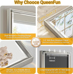 72 x 36 Brushed Nickel Bathroom Mirror, Beveled Framed Rectangle, Shatterproof - Image 8