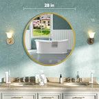 NEWBULIG Round Bathroom Mirror for Over Sink, 28 Inch Wall Mount Vanity Circle - Image 2