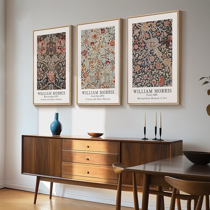 Framed Large William Morris Canvas Wall Art Set of 3, Vintage Floral Botanical - Image 4