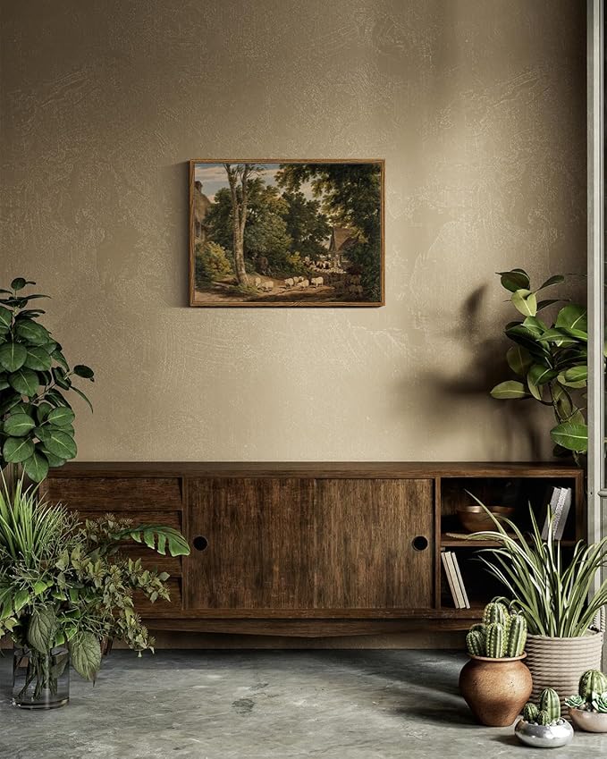 InSimSea Framed Canvas Wall Art Vintage Decor, Room Decor Classical Countryside - Image 4