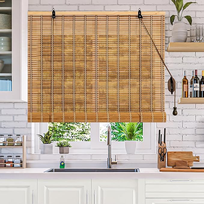 34x72 Inch Bamboo Blinds for Interior Windows, UV Protection Roman Bamboo - Image 3