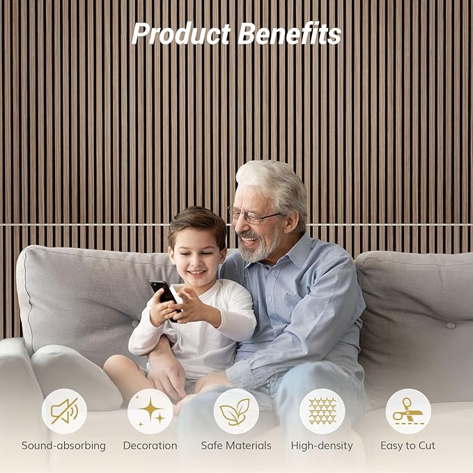 TONOR Dual-Layer Thickened Acoustic Wood Wall Panels Self Adhesive, 4 Pack - Image 5