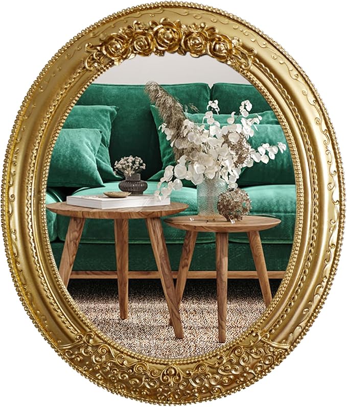 Oval Resin Vintage Mirror, Wall Mounted Decorative Mirror by Hzxcuim