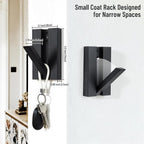 Folding Wall Hooks 2Pack: Black Modern Wooden Coat Hooks Mount - Image 2