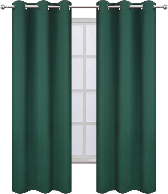 LEMOMO Dark Green Thermal Blackout Curtains/42 x 95 Inch/Set of 2 Panels Room - Image 2