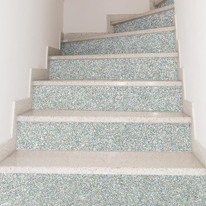 CHIHUT Holographic Silver Glitter Wallpaper Stick and Peel - Image 6