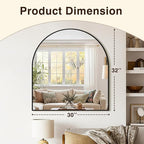 Vanity Bathroom Mirror for Wall, 32”x30” Arched Bathroom Mirror for Over Sink - Image 3