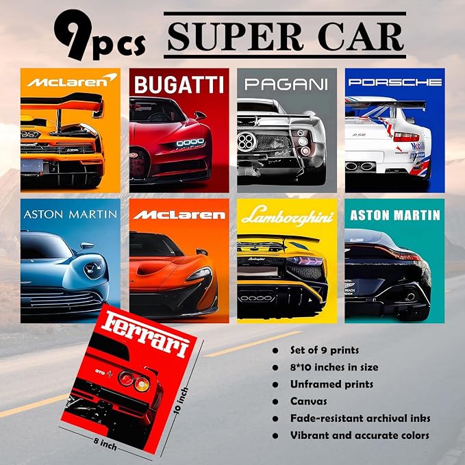 CSLGQGV Car Poster Vintage Racing Car Wall Art Supercar Canvas Prints Painting - Image 4