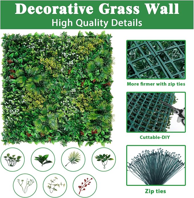 Yangrass Artificial Grass Wall Panels, Faux Greenery Privacy Fence Screen - Image 3