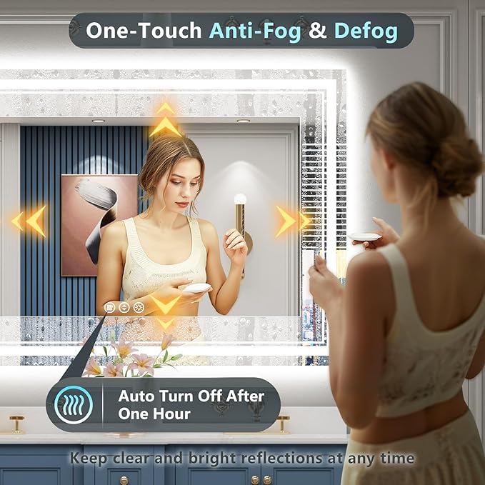 60x36 LED Bathroom Mirror with Lights, Backlit and Front Lit Anti-Fog Lighted - Image 5