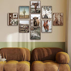 tgguytiy 9 Pcs Western Vintage Farmhouse Poster Canvas Wall Art Highland cattle - Image 4