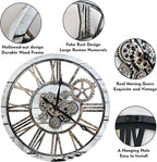 The B-Style Large Real Moving Gears Wall Clock 30 inch Rustic Retro Industrial - Image 4