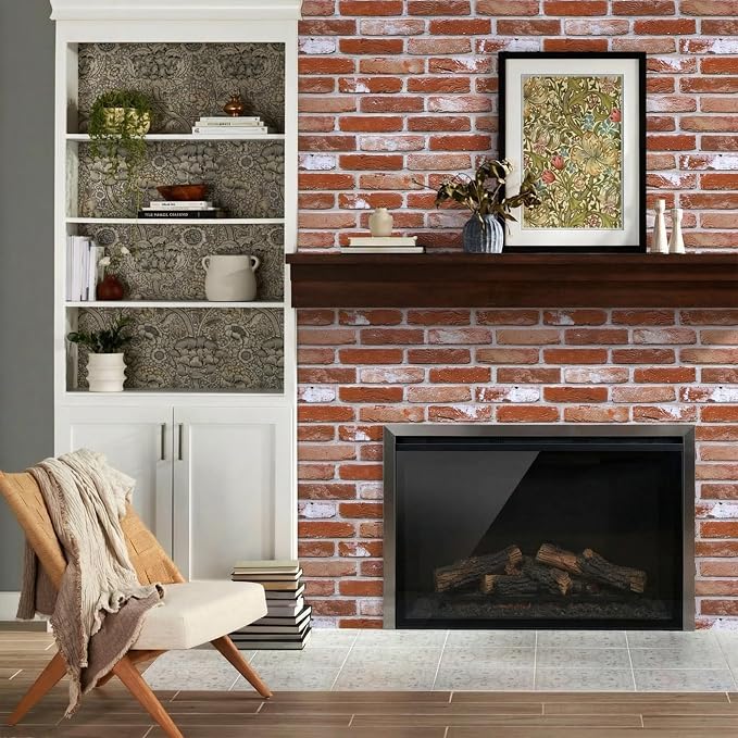 COMSTICKC 3D Red Faux Brick Wall Panel Peel and Stick Wall Covering, 3D Brick - Image 7