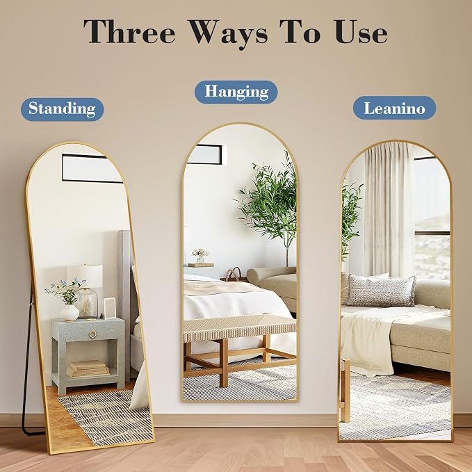 DUMOS 56"x15" Arched Full Length Floor Mirror, Full Body Mirror - Image 3