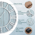 Quelay 30 Inch Coastal Wall Clock, Quiet Ticking Battery Operated, Rustic Retro - Image 3