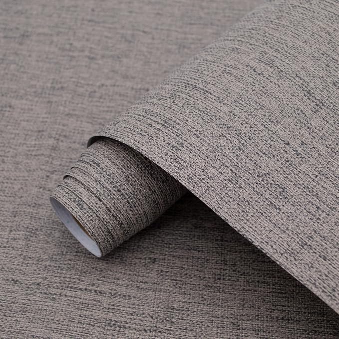 Yancorp 10ft Textured Fabric Wallpaper Faux Grasscloth Light Brown Peel and by YancorpHomeDecor