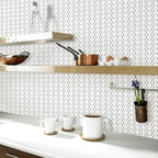 Erfoni Black and White Peel and Stick Wallpaper Modern Herringbone Contact - Image 5