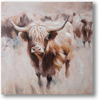 JolyWell Textured Highland Cow Canvas Wall Art Hand painted Farm Animals by JolyWell