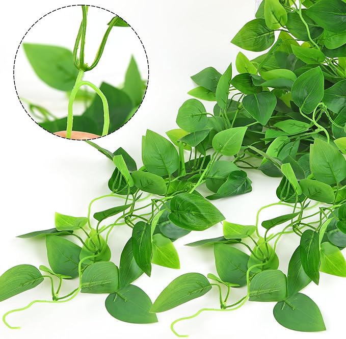 CEWOR 4pcs Artificial Hanging Plants 2.9ft Fake Ivy Vine Fake Ivy Leaves - Image 3